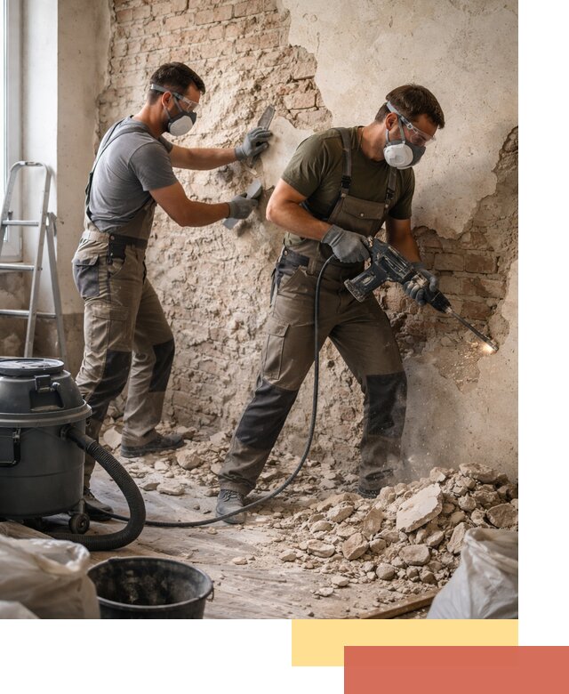 Демонтаж штукатурки со стен в Красном Сулине быстро и аккуратно