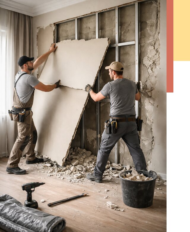 Демонтаж гипсокартона со стен в Красном Сулине от 357 руб. — услуги демонтажа | ОТДЕЛОЧНИК-Крл