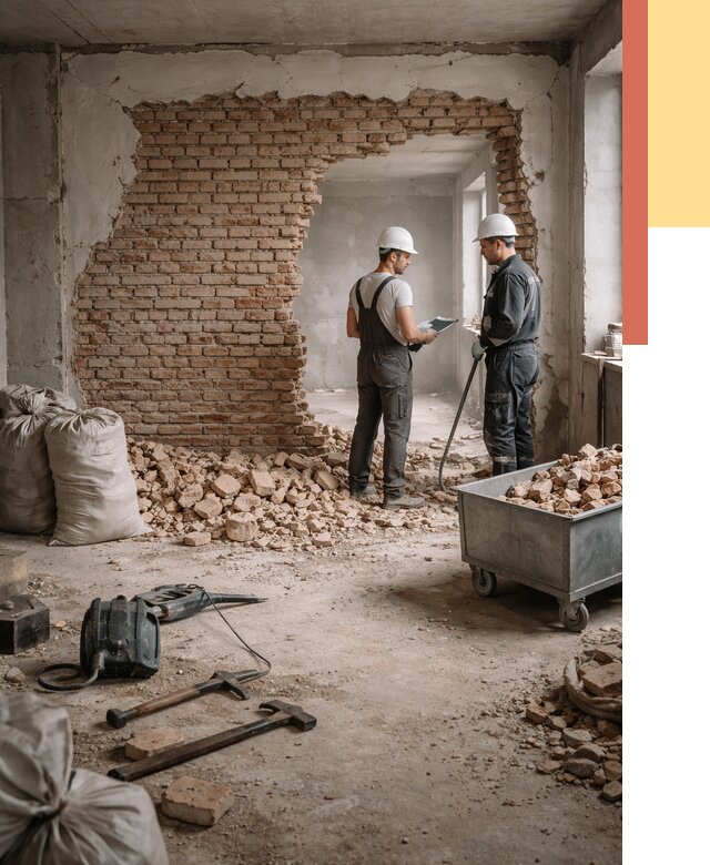 Демонтаж кирпичных стен в Красном Сулине от 4287 руб. — быстро, недорого, под ключ | ОТДЕЛОЧНИК-Крл