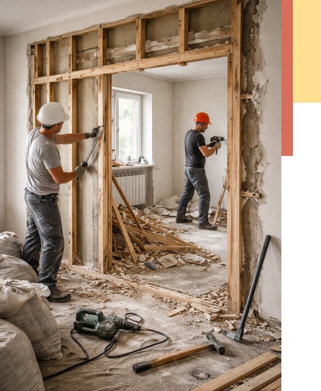 Демонтаж деревянных перегородок в Красном Сулине от 3266 руб. — быстро и недорого | ОТДЕЛОЧНИК-Крл