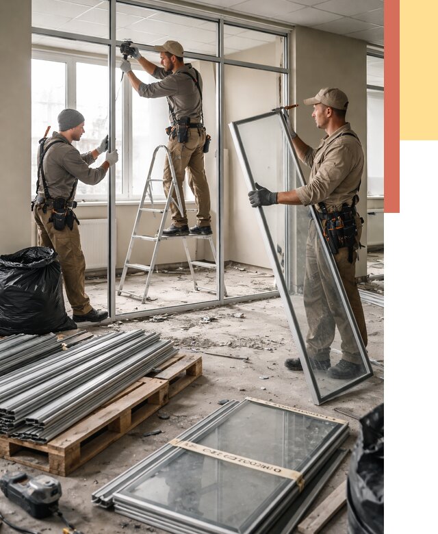 Демонтаж алюминиевых перегородок в Красном Сулине от 4287 руб. — быстро и недорого | ОТДЕЛОЧНИК-Крл