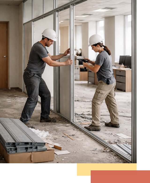 Демонтаж алюминиевых перегородок в Красном Сулине быстро и аккуратно