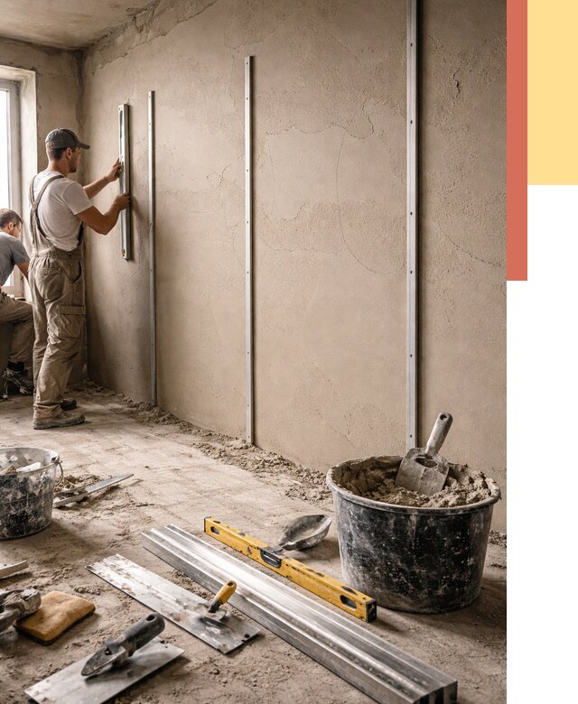 Штукатурка стен по маякам в Красном Сулине от 5613 руб./м² — выравнивание под ключ | ОТДЕЛОЧНИК-Крл