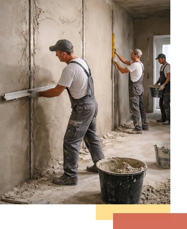 Штукатурка стен по маякам в Красном Сулине — точная и ровная поверхность