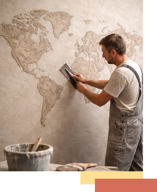 Декоративная штукатурка «Карта мира» под ключ в Красном Сулине