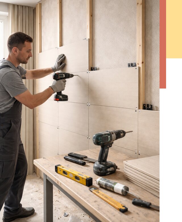 Монтаж МДФ панелей на стены в Красном Сулине от 1276 руб. под ключ | ОТДЕЛОЧНИК-Крл