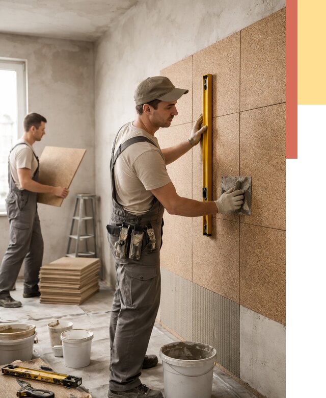 Монтаж пробковых панелей на стены в Красном Сулине от 3572 руб. — ОТДЕЛОЧНИК-Крл