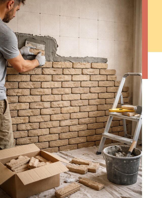 Монтаж декоративного кирпича в Красном Сулине от 3266 руб./м² — быстро и недорого | ОТДЕЛОЧНИК-Крл