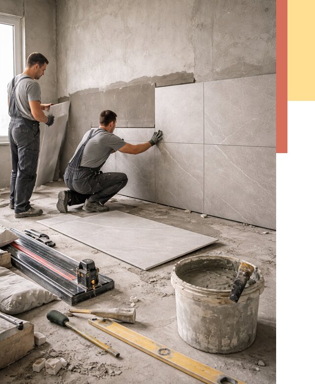 Облицовка стен керамогранитом в Красном Сулине от 4287 руб./м² — услуги под ключ | ОТДЕЛОЧНИК-Крл