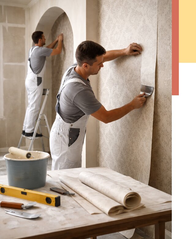 Поклейка обоев на сложные стены в Красном Сулине от 2858 руб. под ключ | ОТДЕЛОЧНИК-Крл