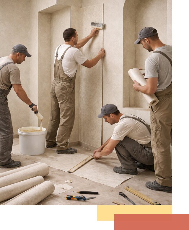 Поклейка обоев на сложные стены и неровные поверхности в Красном Сулине