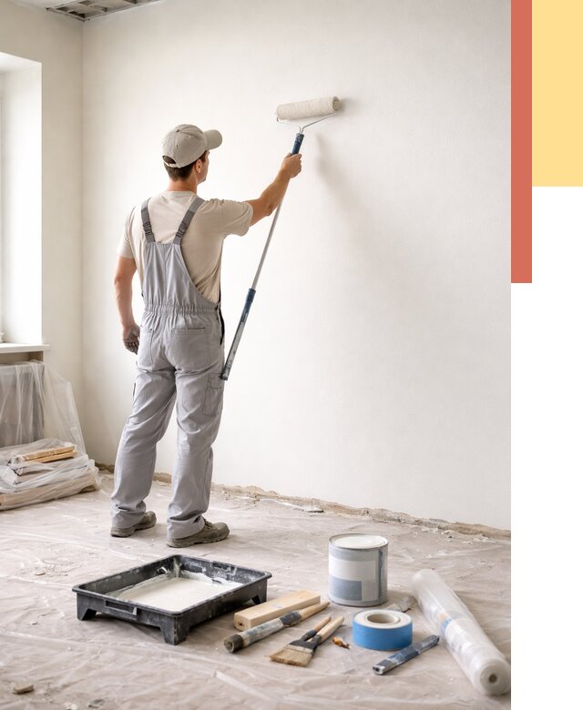 Покраска стен водоэмульсионной краской в Красном Сулине от 459 руб. за м² | ОТДЕЛОЧНИК-Крл