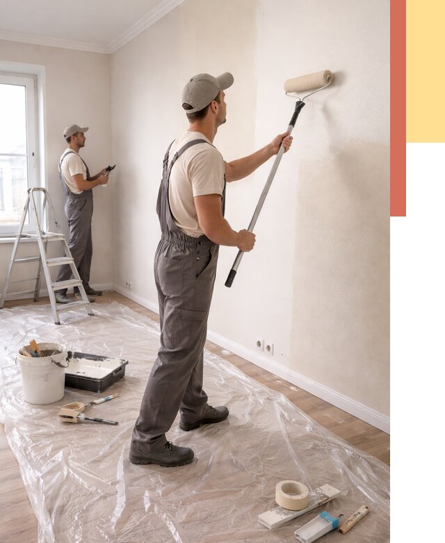 Покраска стен акриловой краской в Красном Сулине от 3572 руб./м² — быстро и недорого | ОТДЕЛОЧНИК-Крл