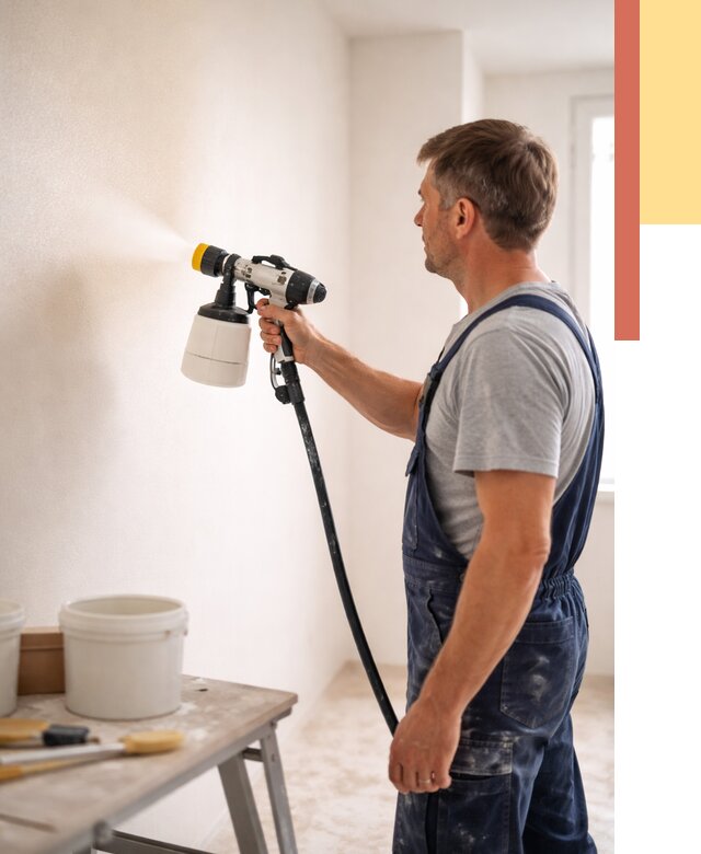 Покраска стен краскопультом в Красном Сулине от 7655 руб. — механизированная покраска | ОТДЕЛОЧНИК-Крл