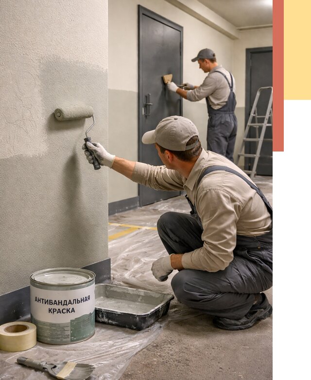 Покраска стен антивандальной краской в Красном Сулине от 4593 руб./м² под ключ | ОТДЕЛОЧНИК-Крл