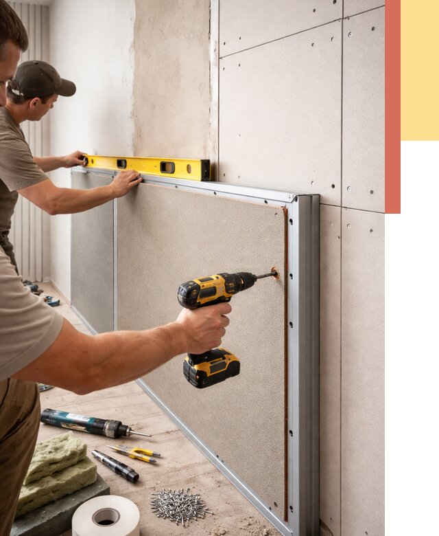 Шумоизоляция стен панелями ЗИПС в Красном Сулине от 2245 руб./м² под ключ | ОТДЕЛОЧНИК-Крл