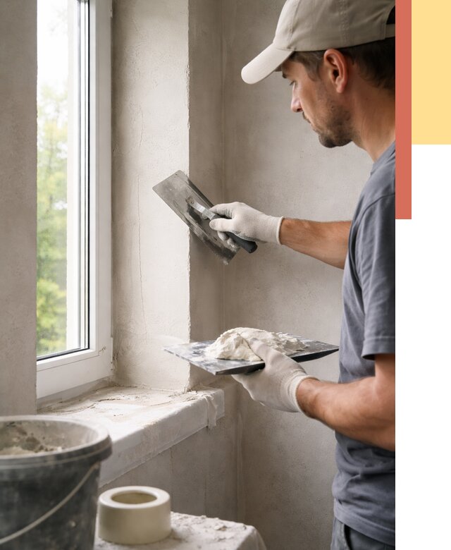 Штукатурка откосов в Красном Сулине от 4593 руб/м² — услуги и выравнивание под ключ | ОТДЕЛОЧНИК-Крл