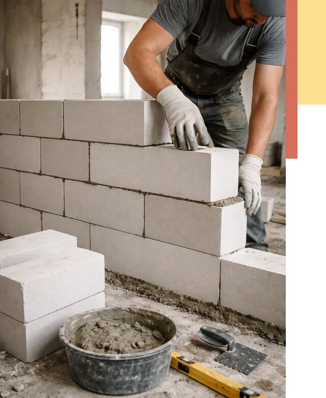 Кладка перегородок из силикатного блока в Красном Сулине от 4082 руб. под ключ | ОТДЕЛОЧНИК-Крл