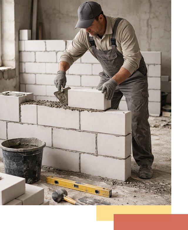 Кладка перегородок из силикатного блока в Красном Сулине