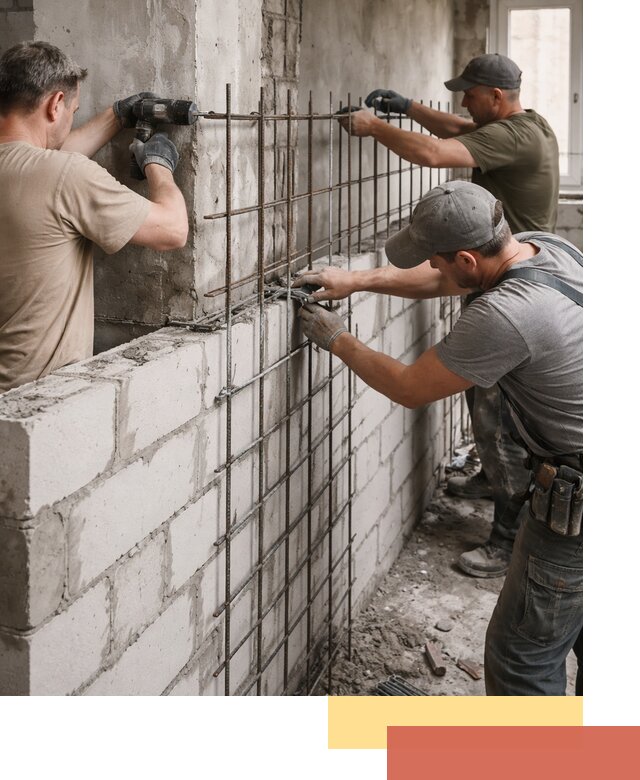 Армирование кладки перегородок в Красном Сулине профессионально и надёжно