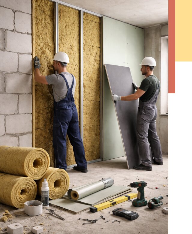 Шумоизоляция перегородок из блоков в Красном Сулине от 1888 руб./м² — быстро и недорого | ОТДЕЛОЧНИК-Крл