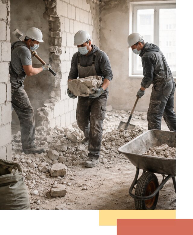 Демонтаж блочных перегородок в Красном Сулине быстро и аккуратно