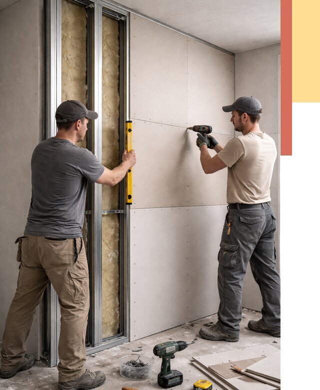 Монтаж двухслойной перегородки из гипсокартона в Красном Сулине от 1480 руб. | ОТДЕЛОЧНИК-Крл