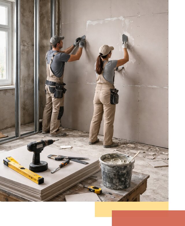 Монтаж двухслойной перегородки из гипсокартона в Красном Сулине