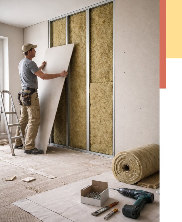 Перегородка из гипсокартона с шумоизоляцией в Красном Сулине от 3184 руб. | ОТДЕЛОЧНИК-Крл