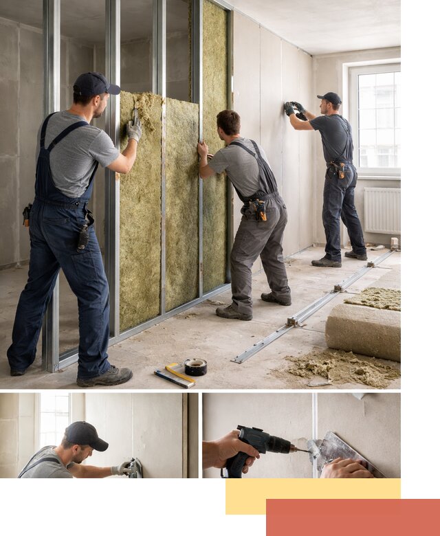 Перегородка из гипсокартона с шумоизоляцией в Красном Сулине — монтаж под ключ