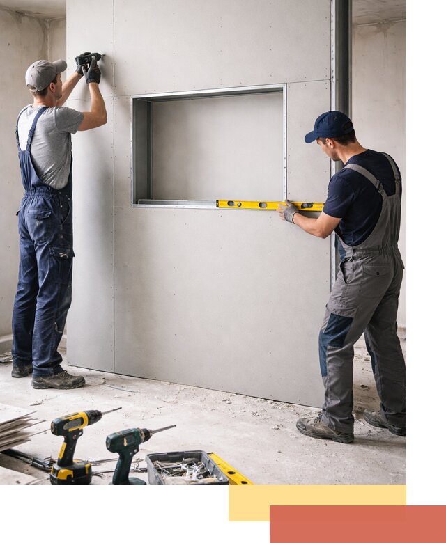 Перегородка из гипсокартона с нишей под декор в Красном Сулине