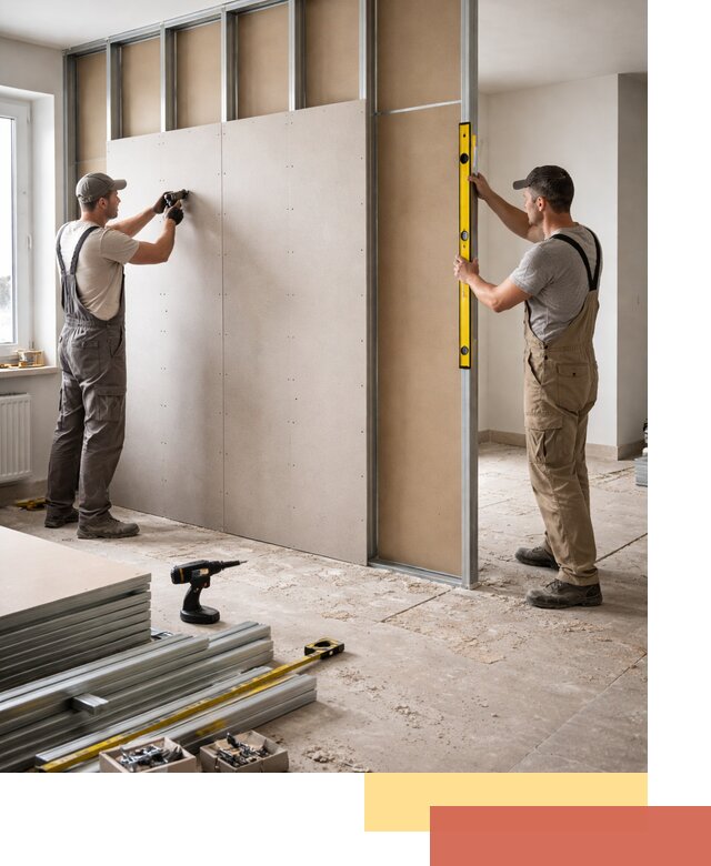 Зонирующая перегородка из гипсокартона под ключ в Красном Сулине