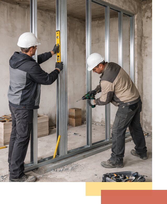 Монтаж каркаса перегородки из профиля в Красном Сулине