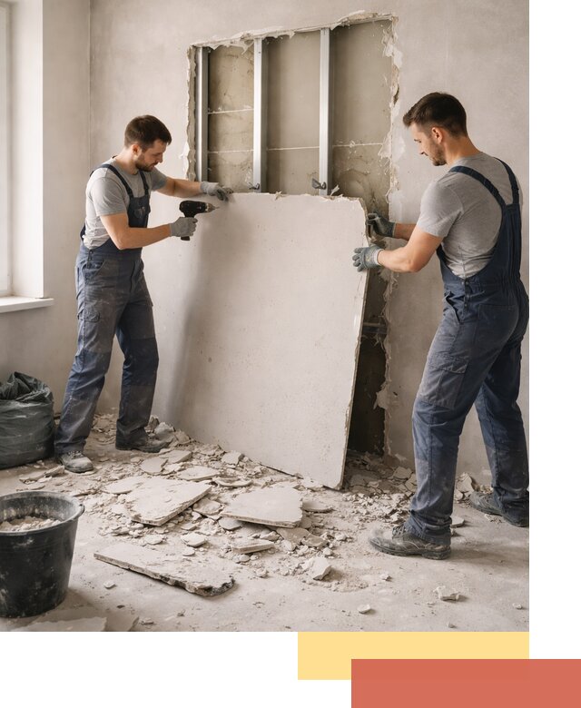 Демонтаж перегородки из гипсокартона в Красном Сулине быстрый и аккуратный