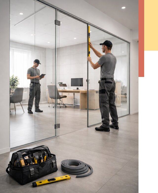 Цельностеклянные перегородки под ключ в Красном Сулине от 9696 руб. — монтаж и цены | ОТДЕЛОЧНИК-Крл