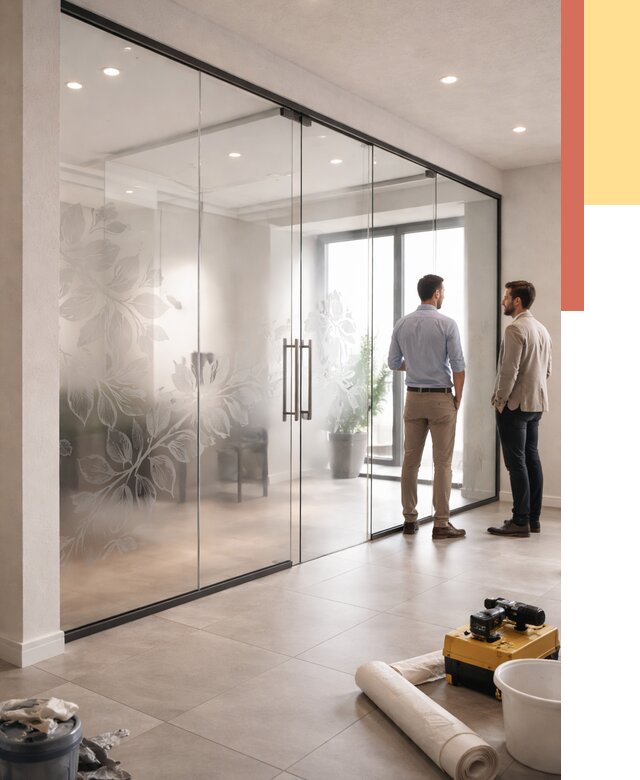 Стеклянные перегородки с рисунком в Красном Сулине от 12758 руб. монтаж и нанесение | ОТДЕЛОЧНИК-Крл