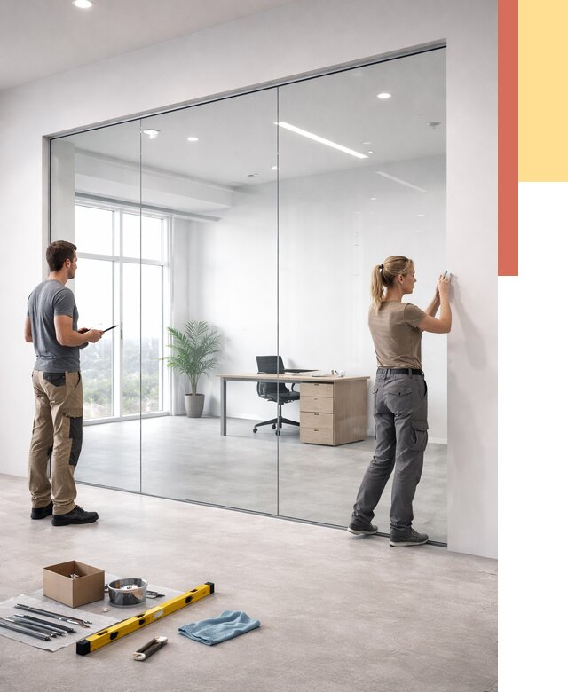 Перегородки из закаленного стекла в Красном Сулине от 9696 руб. под ключ | ОТДЕЛОЧНИК-Крл