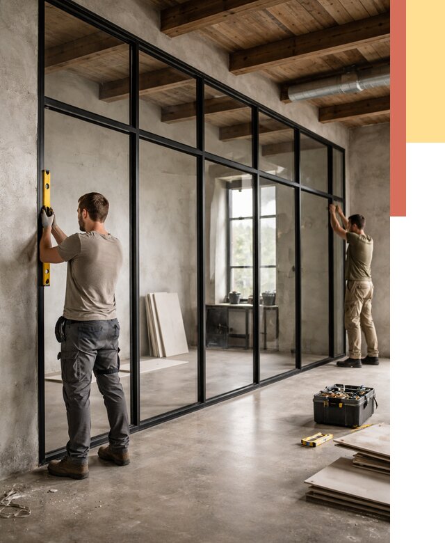 Стеклянные перегородки лофт в Красном Сулине от 10716 руб. под ключ | ОТДЕЛОЧНИК-Крл