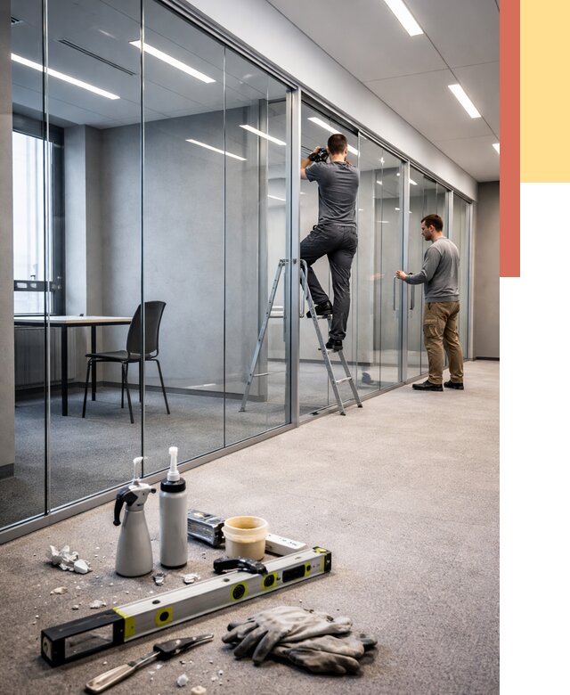 Стеклянные офисные перегородки в Красном Сулине от 8675 руб. — монтаж и установка | ОТДЕЛОЧНИК-Крл