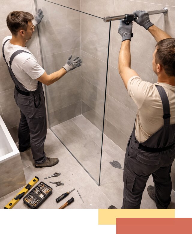 Стеклянные перегородки для душа в Красном Сулине — изготовление и монтаж