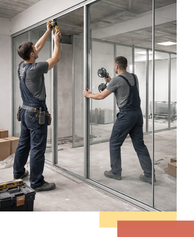 Алюминиевые перегородки со стеклом в Красном Сулине — изготовление и монтаж