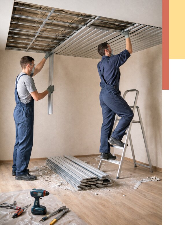 Демонтаж реечного потолка в Красном Сулине от 4593 руб. быстро и недорого | ОТДЕЛОЧНИК-Крл