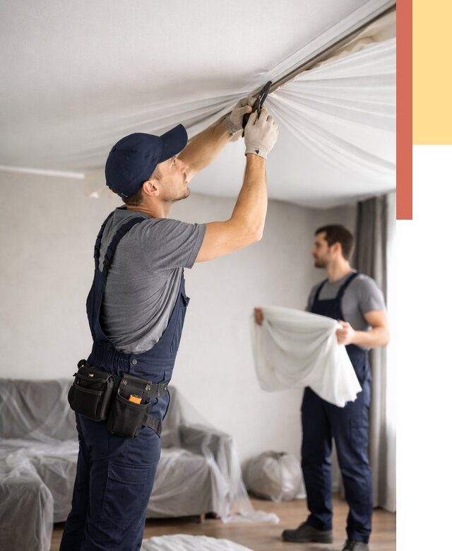 Демонтаж натяжного потолка в Красном Сулине от 4593 руб. — снятие и разбор под ключ | ОТДЕЛОЧНИК-Крл