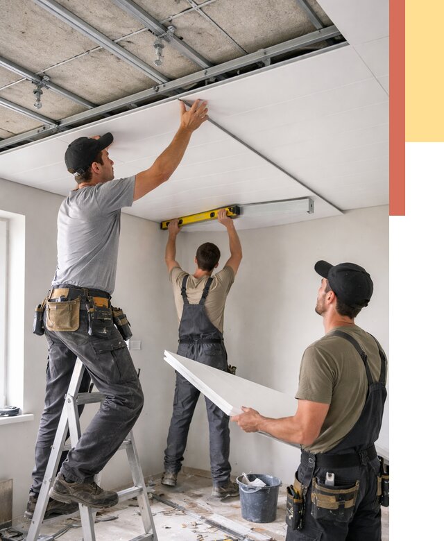 Монтаж потолка из ПВХ панелей в Красном Сулине от 3572 руб./м2 — быстро и недорого | ОТДЕЛОЧНИК-Крл