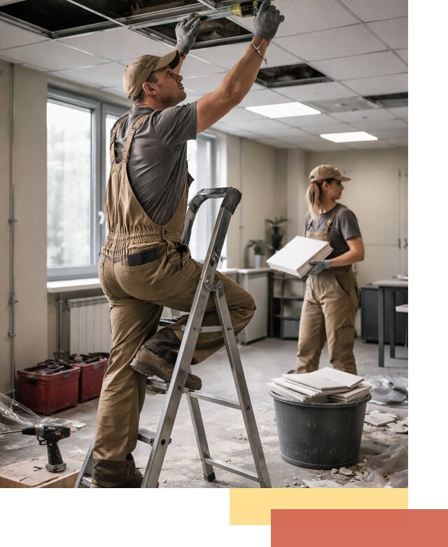 Ремонт потолка Армстронг и замена плит в Красном Сулине