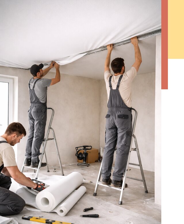 Монтаж тканевого натяжного потолка в Красном Сулине от 3572 руб. под ключ | ОТДЕЛОЧНИК-Крл