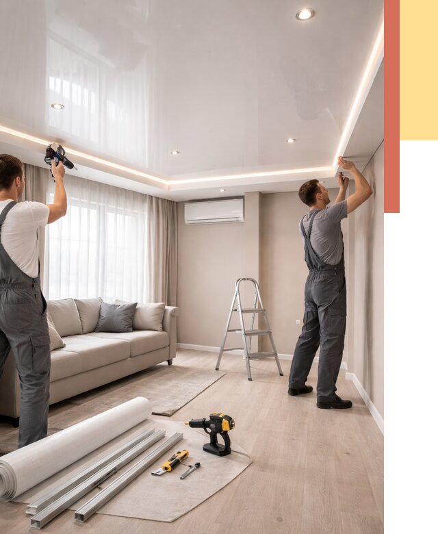 Монтаж глянцевого натяжного потолка в Красном Сулине от 765 руб. под ключ | ОТДЕЛОЧНИК-Крл