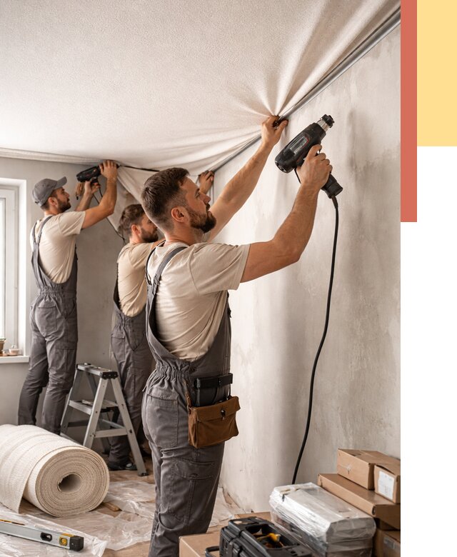 Монтаж фактурного натяжного потолка в Красном Сулине от 765 руб. — ОТДЕЛОЧНИК-Крл