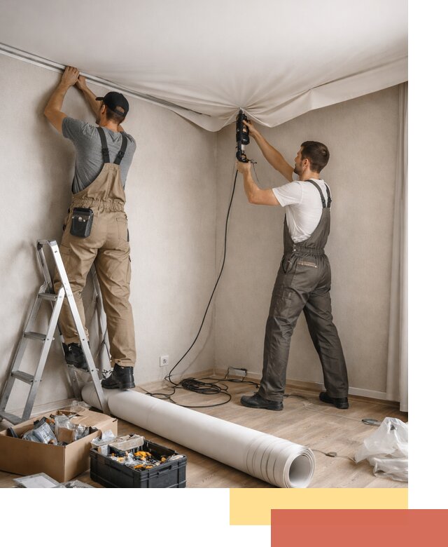 Монтаж цветного натяжного потолка в Красном Сулине за один день