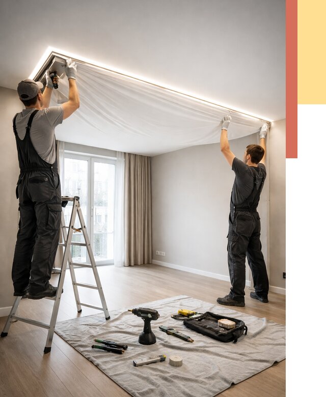 Монтаж парящего натяжного потолка в Красном Сулине от 4593 руб. быстро и недорого | ОТДЕЛОЧНИК-Крл